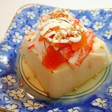 シーサラダと福神漬けの玉子豆腐